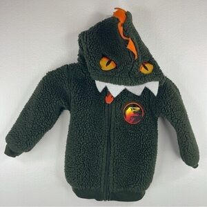 JURASSIC WORLD Kids Boys Toddler Hunter Green Jacket with Dino Hoodie Size 12M